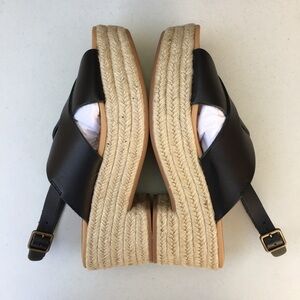 Soludos Black and White Crisscross Leather Slingback Sandals